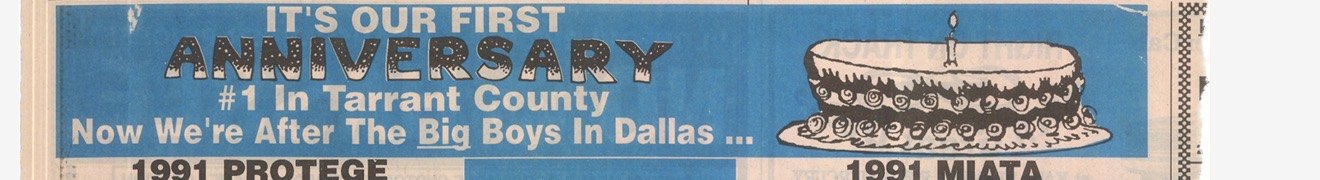 It's our first anniversary, #1 in Tarrant County ad banner